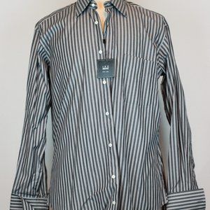 Ike Behar Long-Sleeve Striped Button Down Shirt 16 L Large NWT